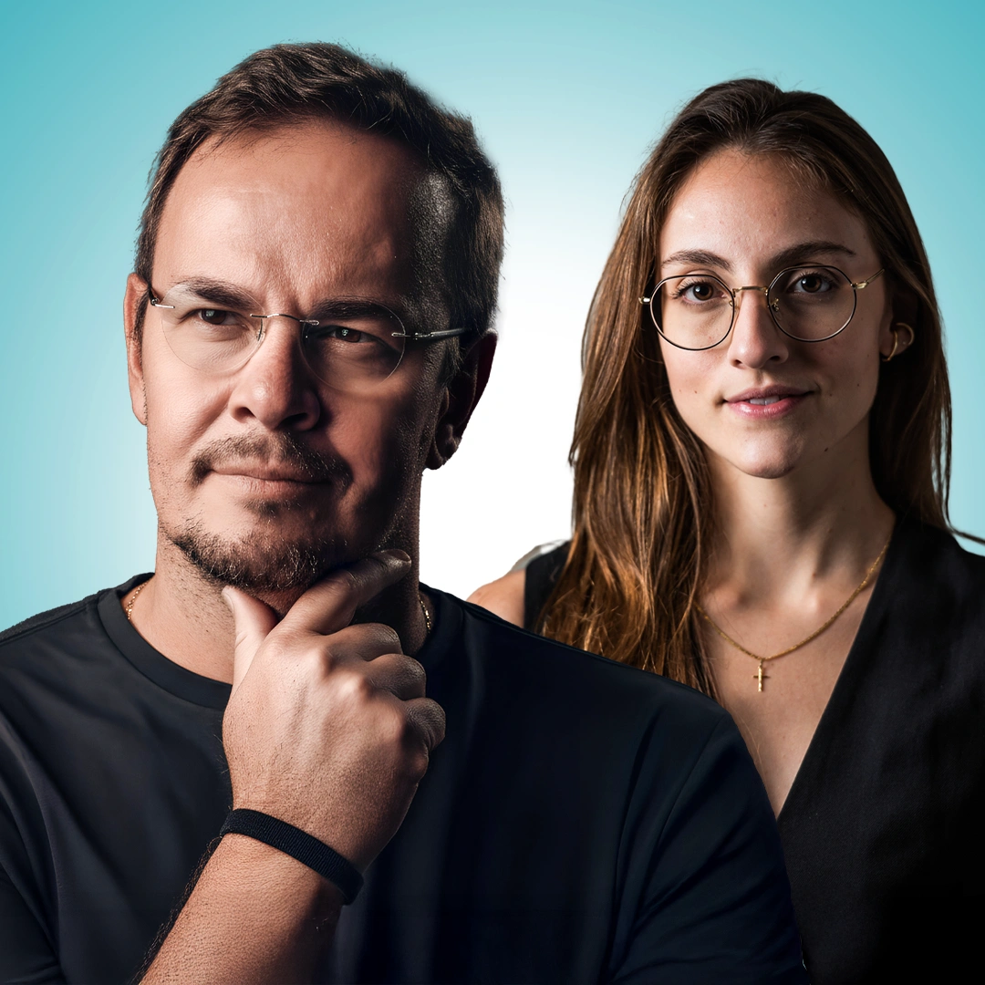 Foto dos palestrantes Marcos Janson e Gabriela Janson